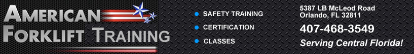 Forklift safety training, aerial equipment training, sales and service in Orlando, Florida.